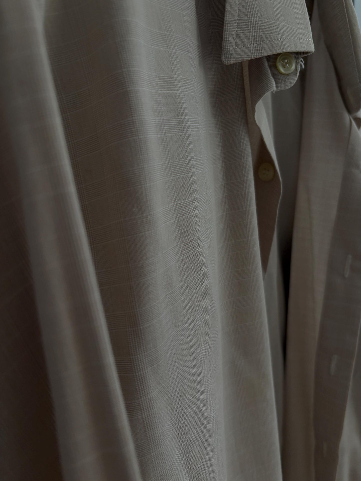 Vintage beige boyfriend oxford shirt, Luxury true vintage earthy oatmeal crisp oversized button down blouse, Scandinavian style, XXL
