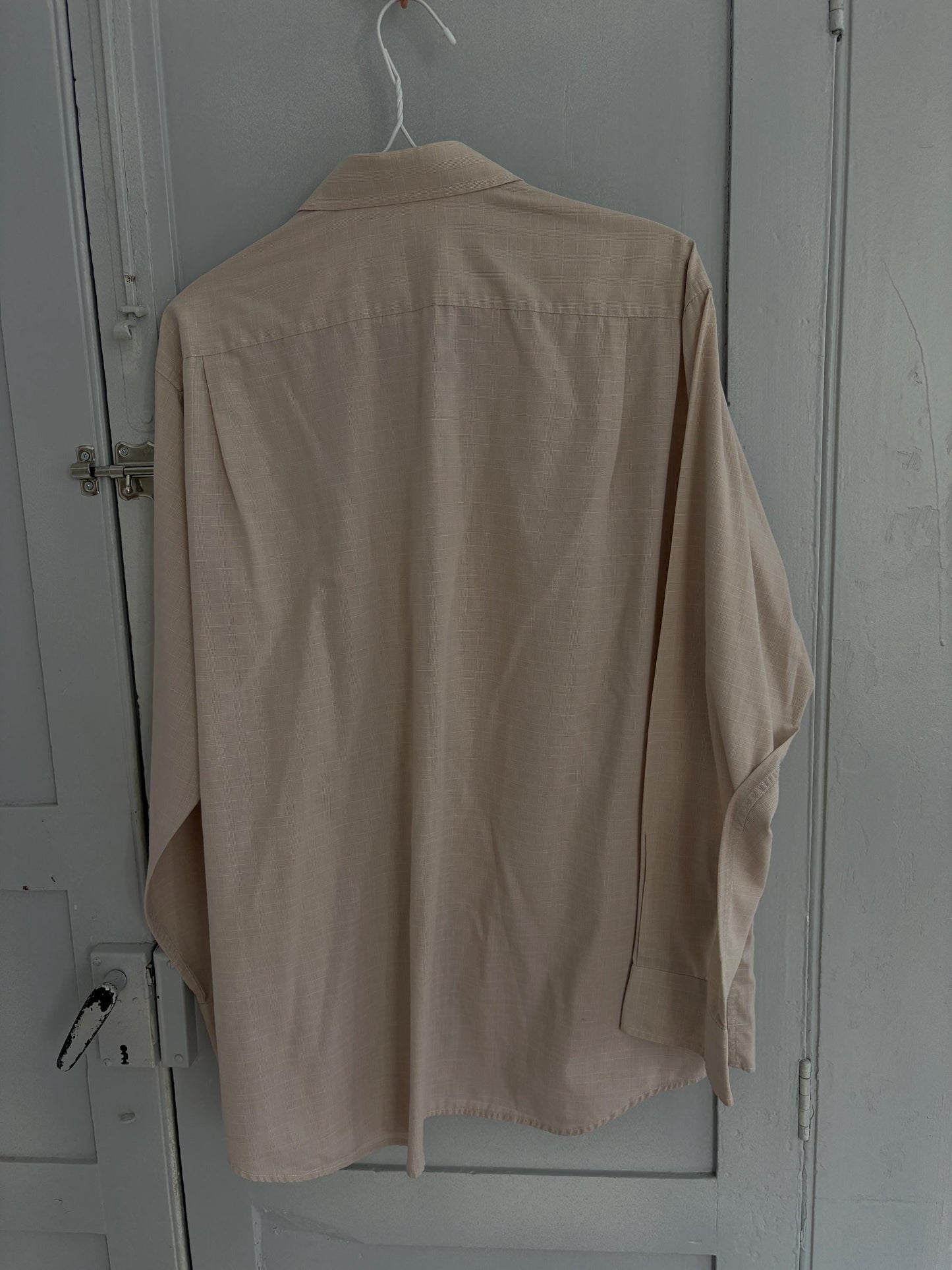 Vintage beige boyfriend oxford shirt, Luxury true vintage earthy oatmeal crisp oversized button down blouse, Scandinavian style, XXL