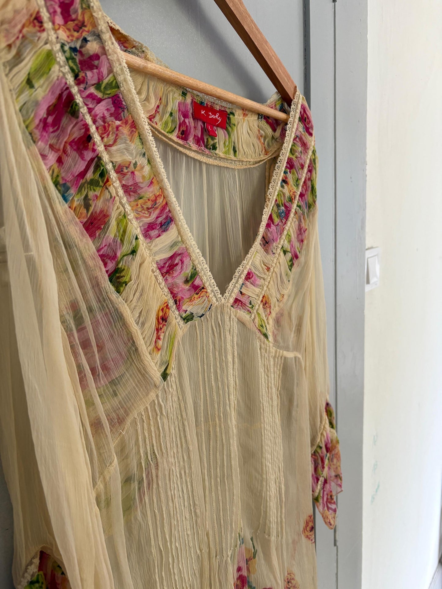 Vintage Sheer floral summer bikini dress, Sexy see through rose flower gypsy dress, Festival boho hippie beach dress