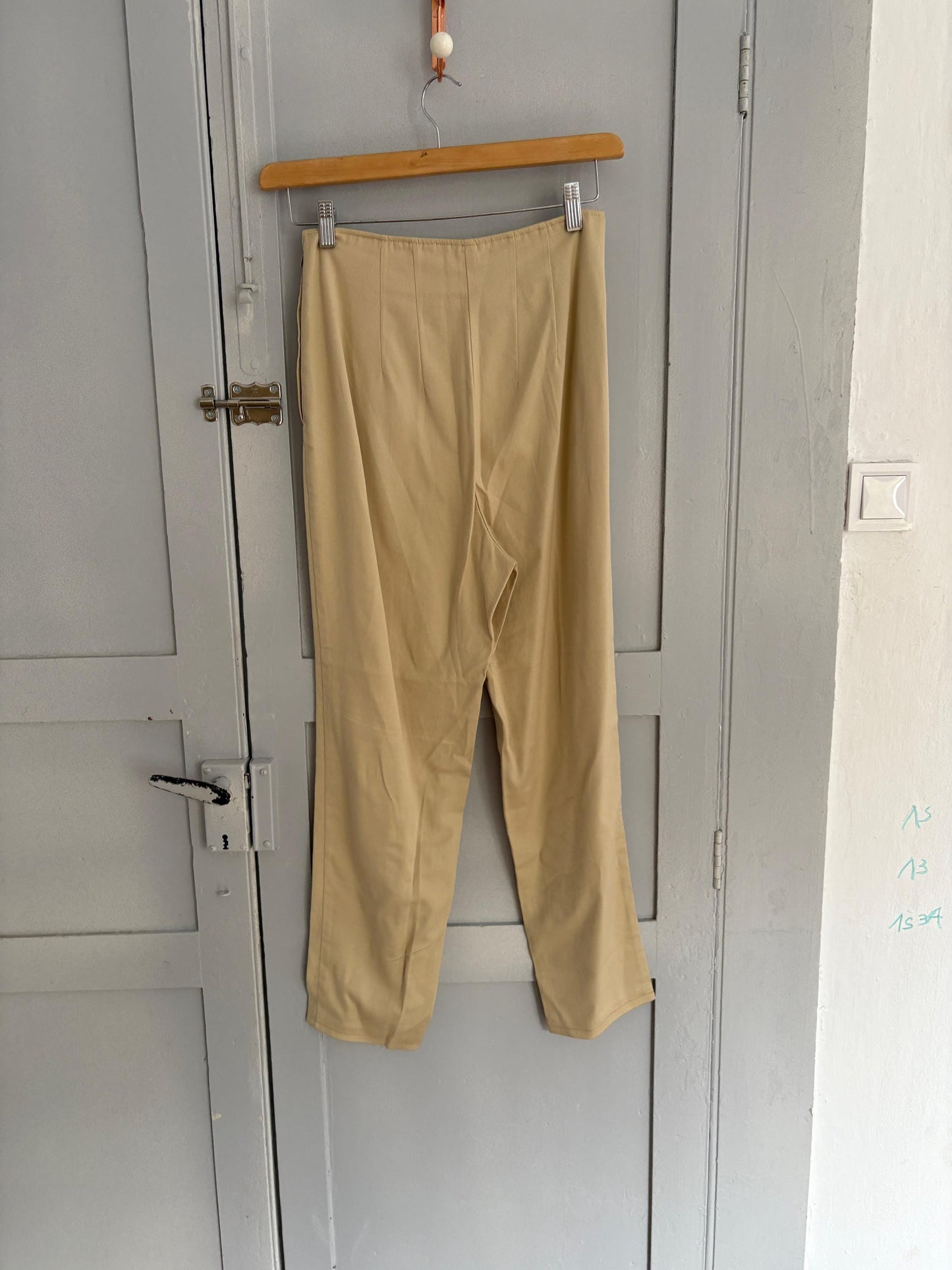 Vintage Sisley Horse Riding style pants, High waist elegant formal straight leg pants, Light beige cotton trousers, Made in Italy, 28, S