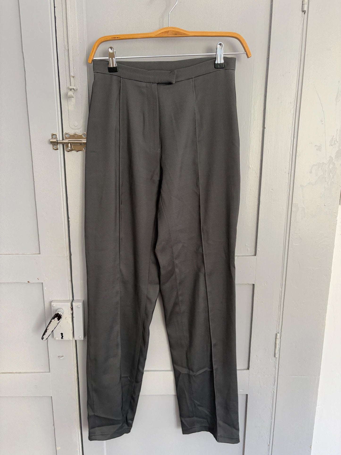 Vintage Shiny Grey Wide Leg Trousers