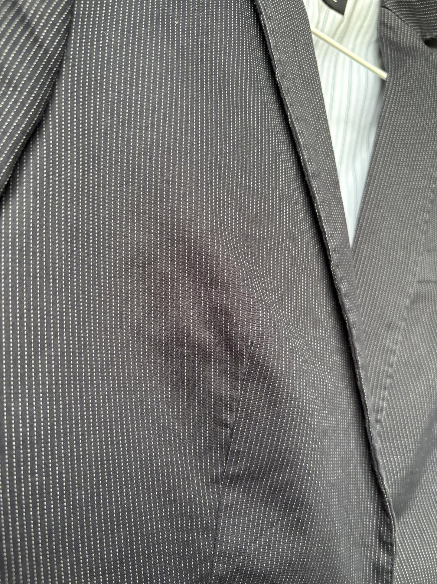 Vintage Massimo Dutti pinstripe blazer, Luxury dark blue Americana, Formal Dark academia autumn jacket, XS