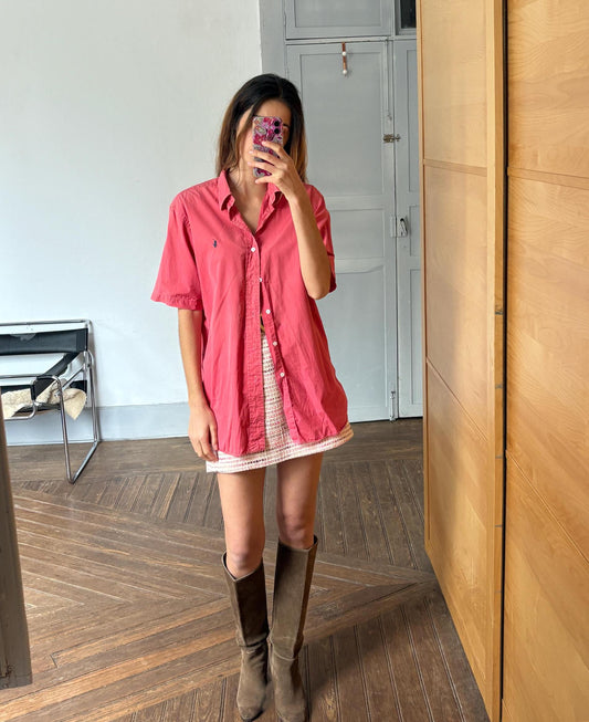 Classic Red Polo Button-Up Shirt — detail