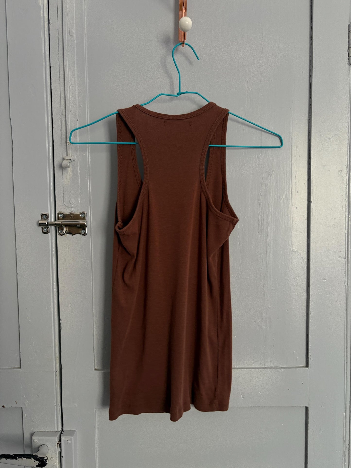 Minimalist Vintage Brown Tank Top | Soft Neutral Ribbed Camisole | Size XS-S