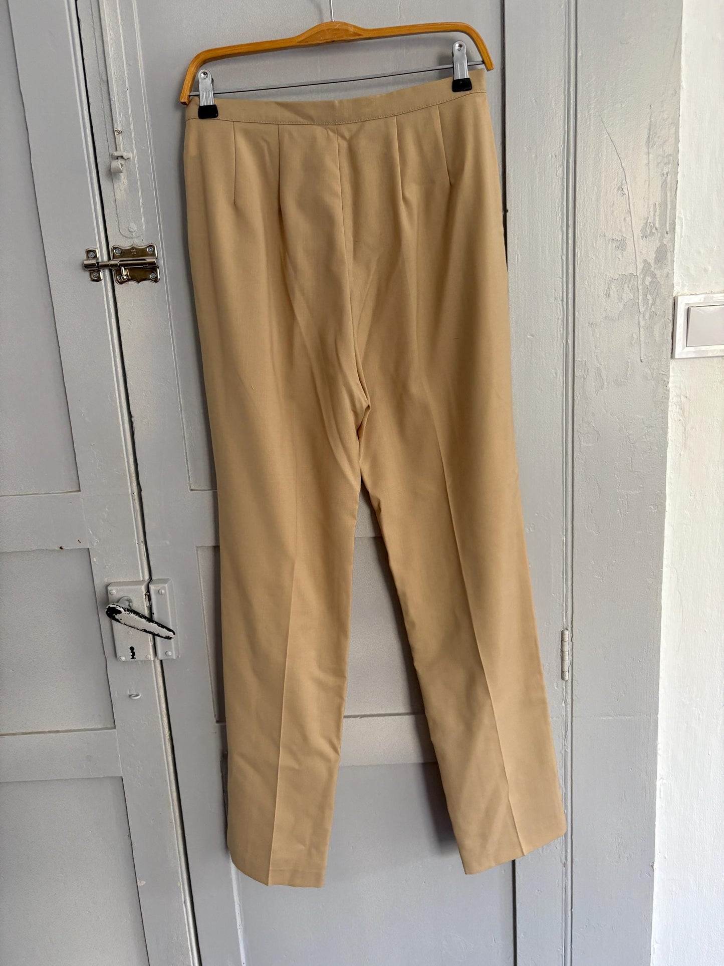 Vintage Rachele Cati High Waisted Wool Trousers – Size M / Elegant Beige Designer Pants