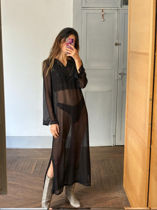 Sheer black summer dress, Sexy 80s party dress, Sequin long dress, Bikini dress, See through beach dress party disco dress,