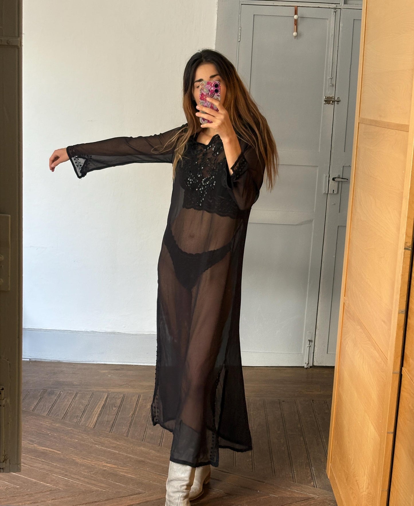 Sheer black summer dress, Sexy 80s party dress, Sequin long dress, Bikini dress, See through beach dress party disco dress,