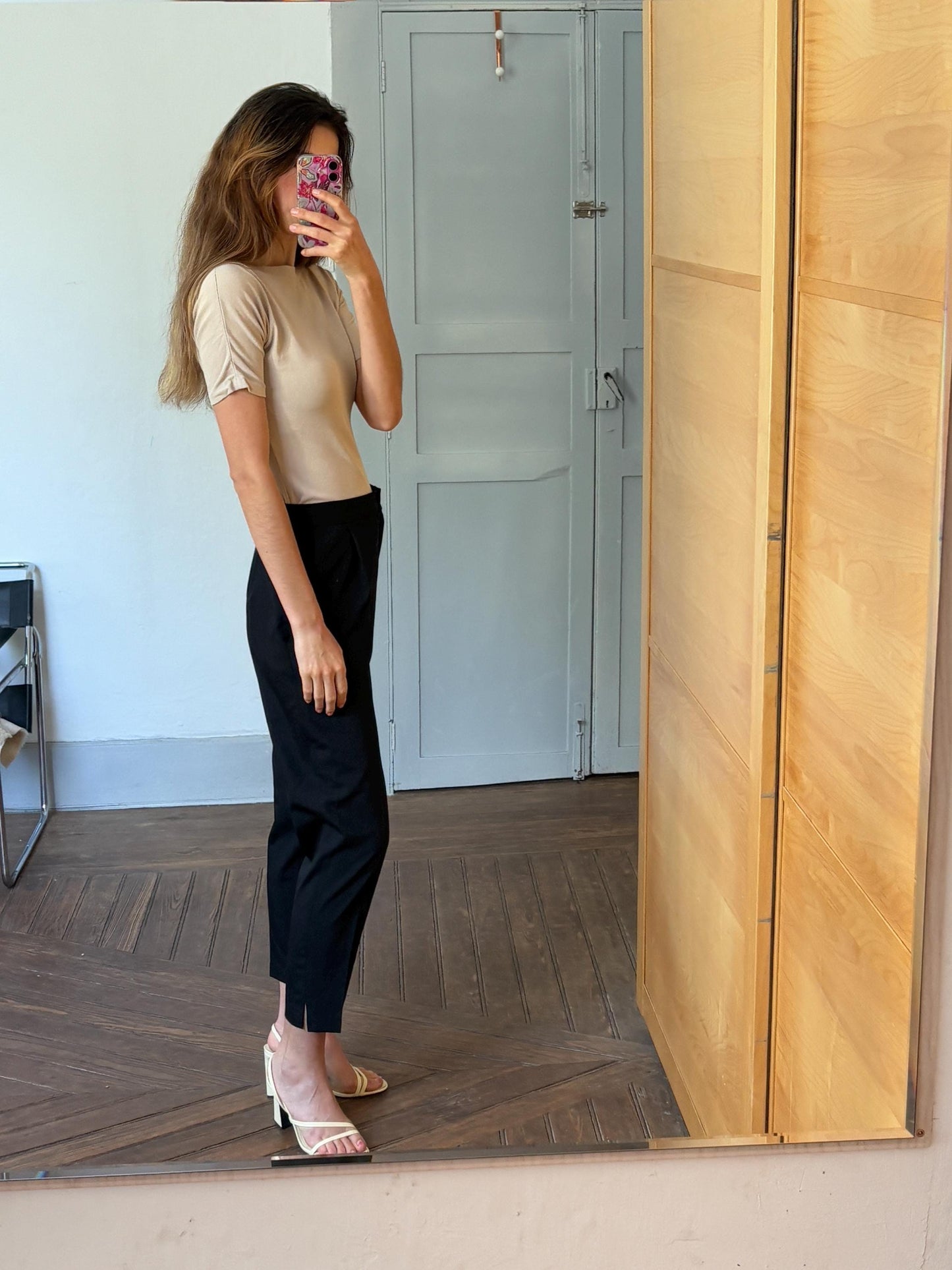 Vintage black dark academia trousers, Wool high waist Italian designer pants, Made in Italy grandpa pants