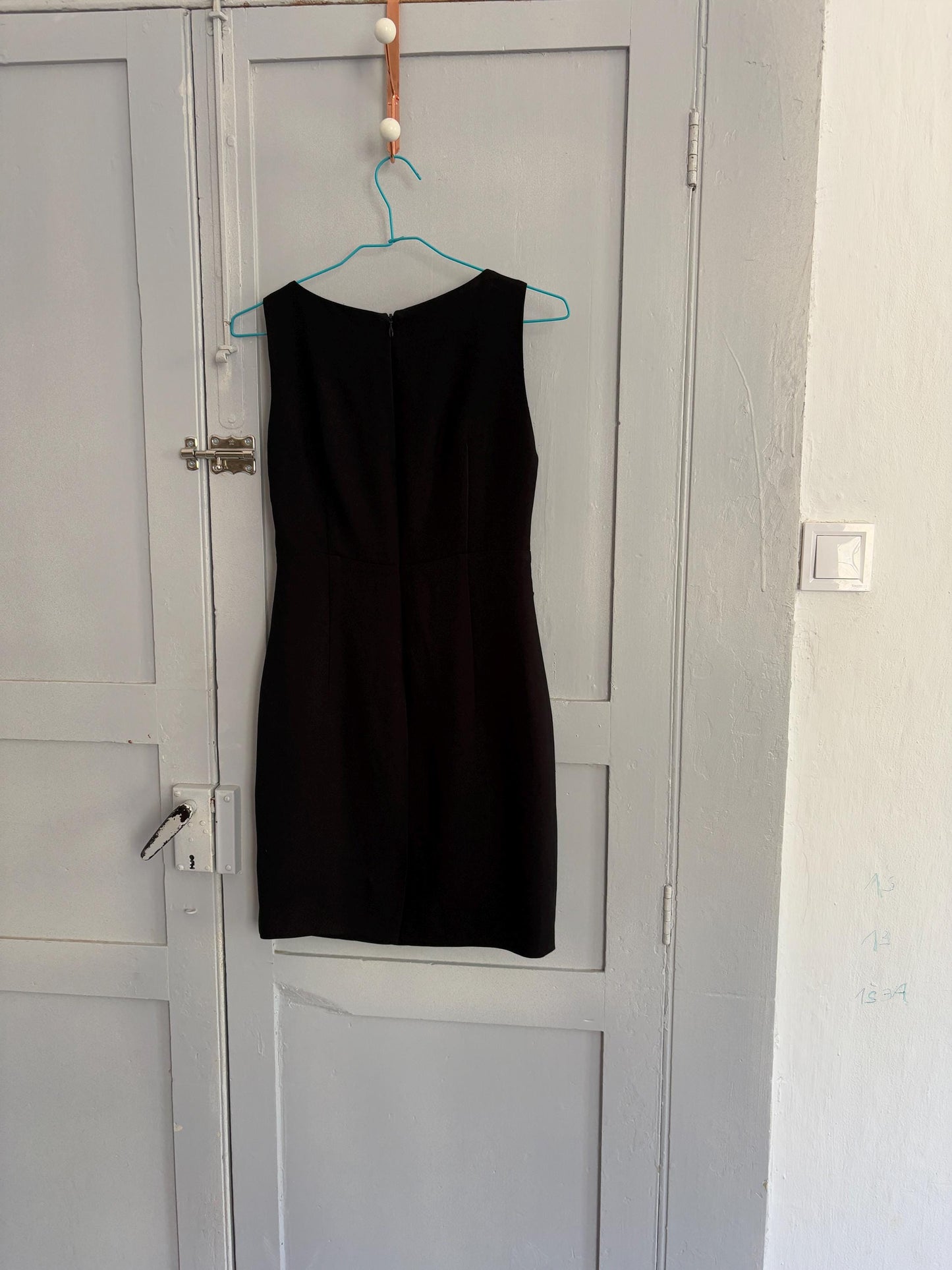 Vintage luxury designer black formal mini dress, Elegant El Corte Ingles short dress, Made in England, Size XS
