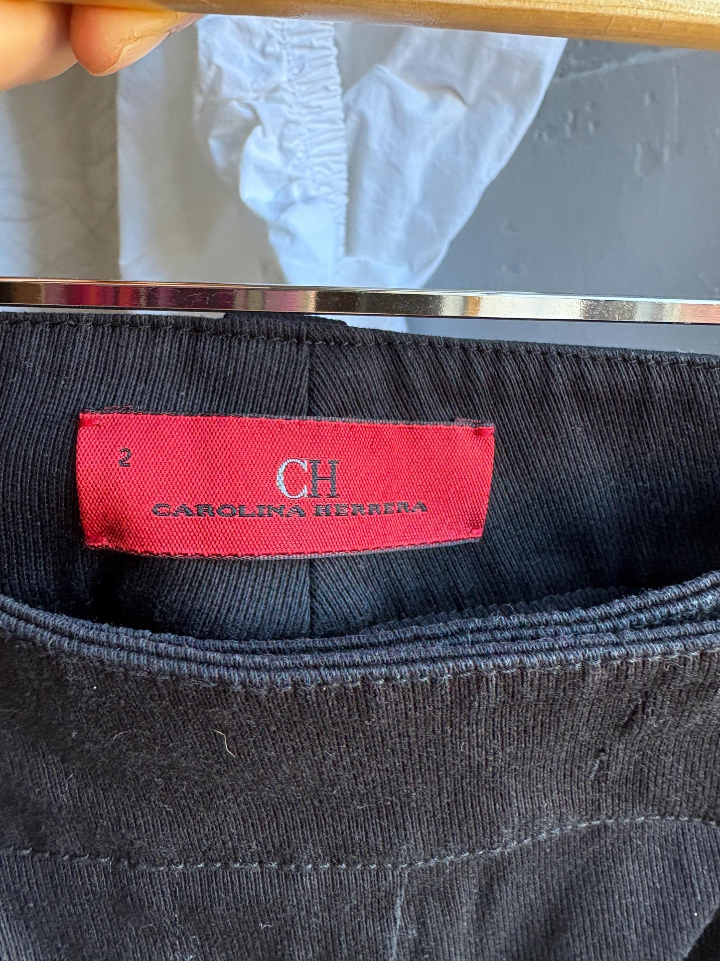 Vintage black Carolina Herrera pants, Mid waist skinny jeans, Luxury Spanish designer trousers, XS - S