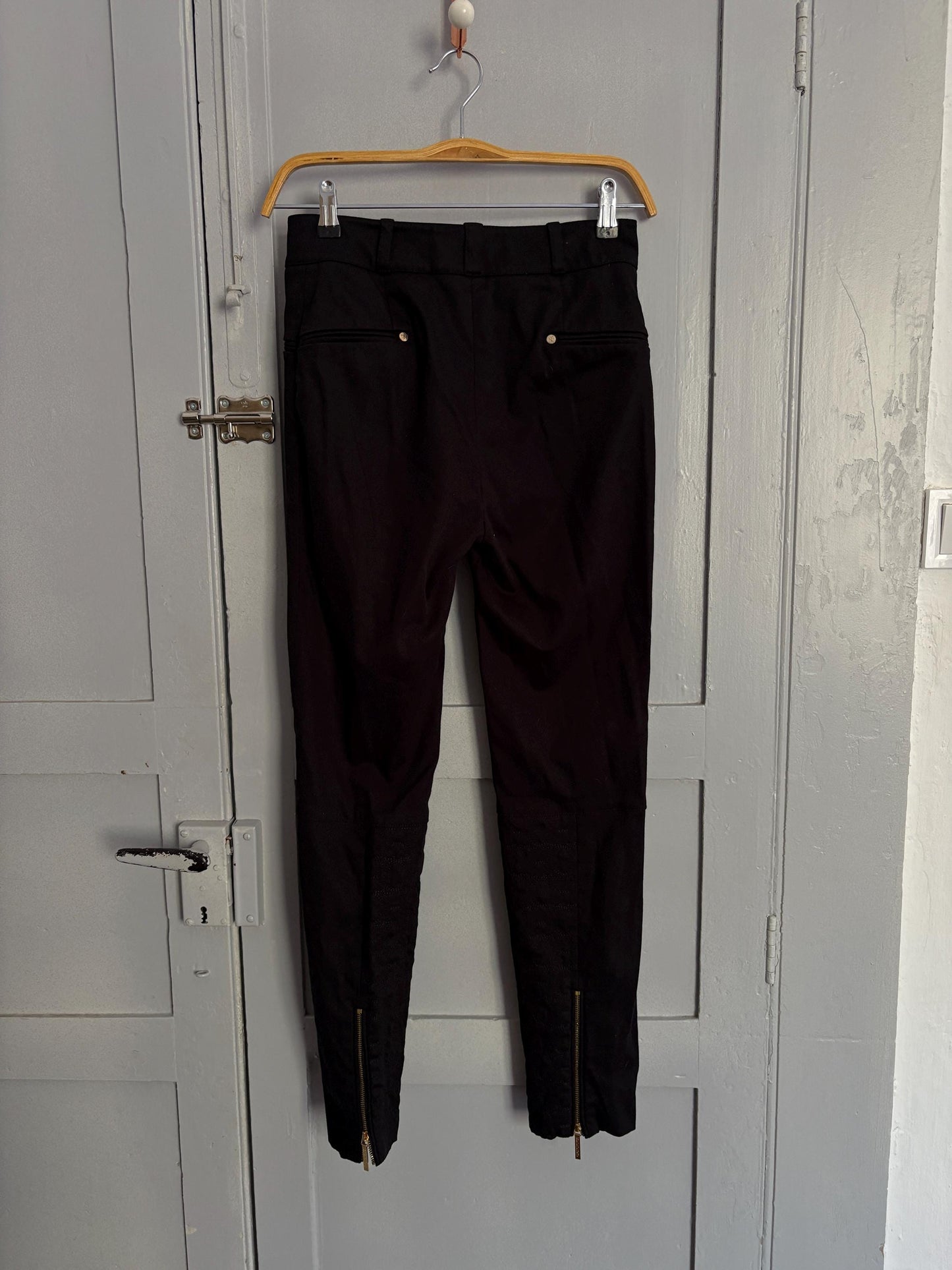 Vintage black Carolina Herrera pants, Mid waist skinny jeans, Luxury Spanish designer trousers, XS - S