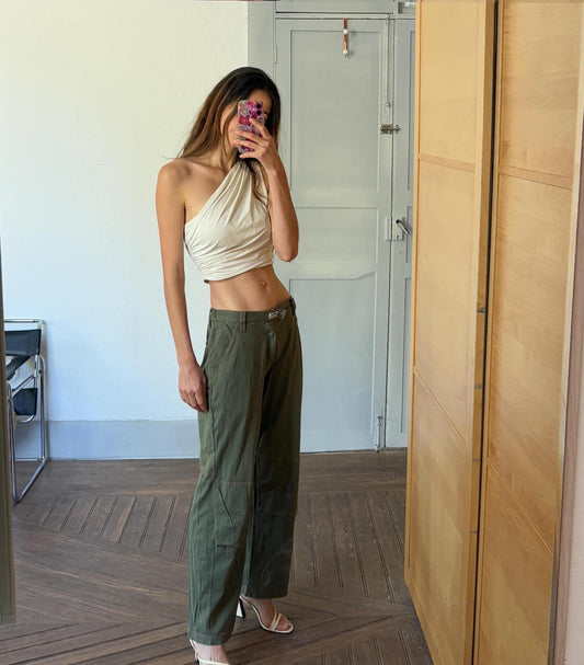 Vintage 90s Danza green dance trousers, Relaxed fit hip hop clothing, True vintage dancer clothing, Low waist straight leg basic trousers,