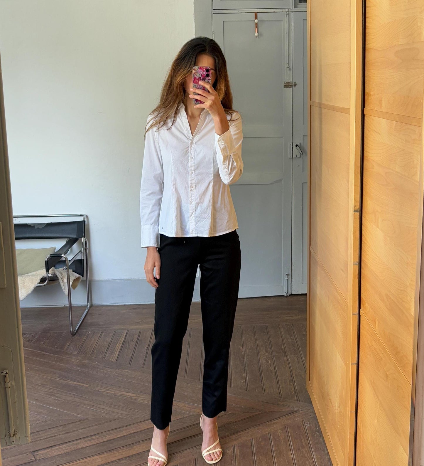 White professional work button up shirt, Crisp Blouse, Danish Style, Formal work wear, luxury Fit, S