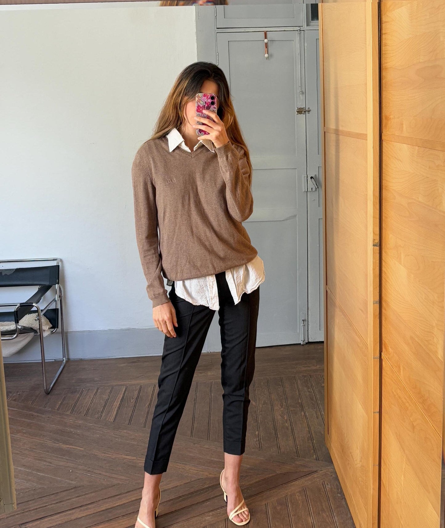 Light academia vintage Hugo Boss pullover, Cotton - cashmere winter sweater, Cozy tan slim fit autumn knit, Size M