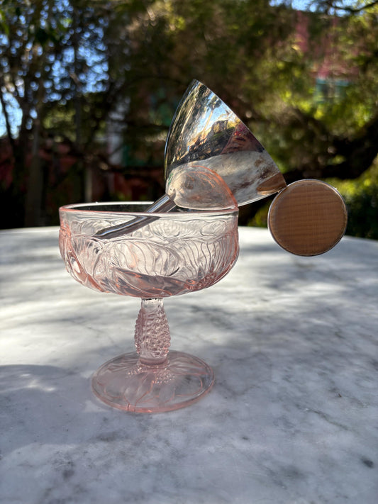 Vintage Silver Plated Liquor Funnel With Wood Cap — detail