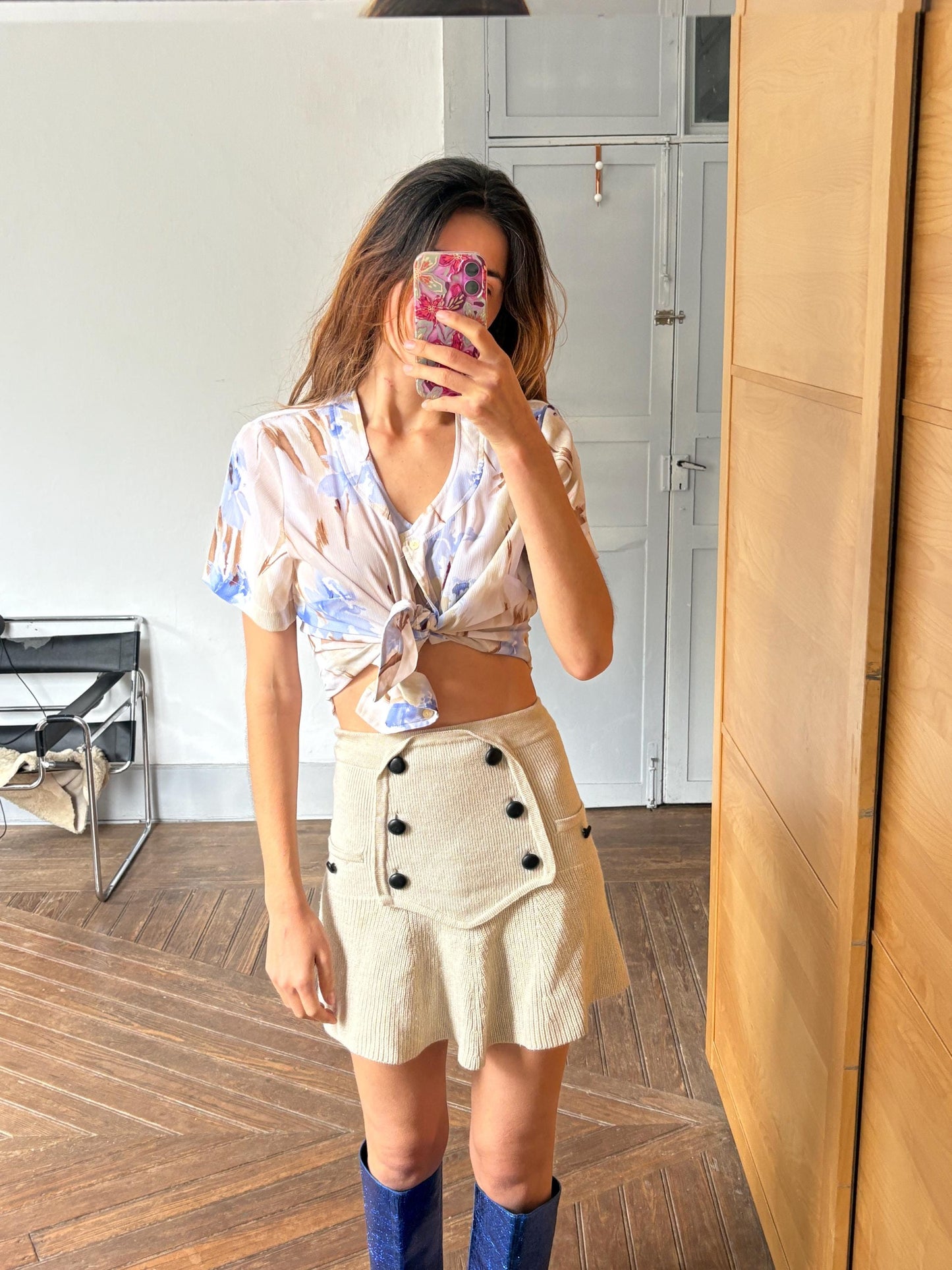 Vintage Floral Blouse, B de Brel Spain, Sheer Button Up Shirt, Romantic Summer Top, Women’s Size EU 44 - 46 / US L, Cottagecore Blouse