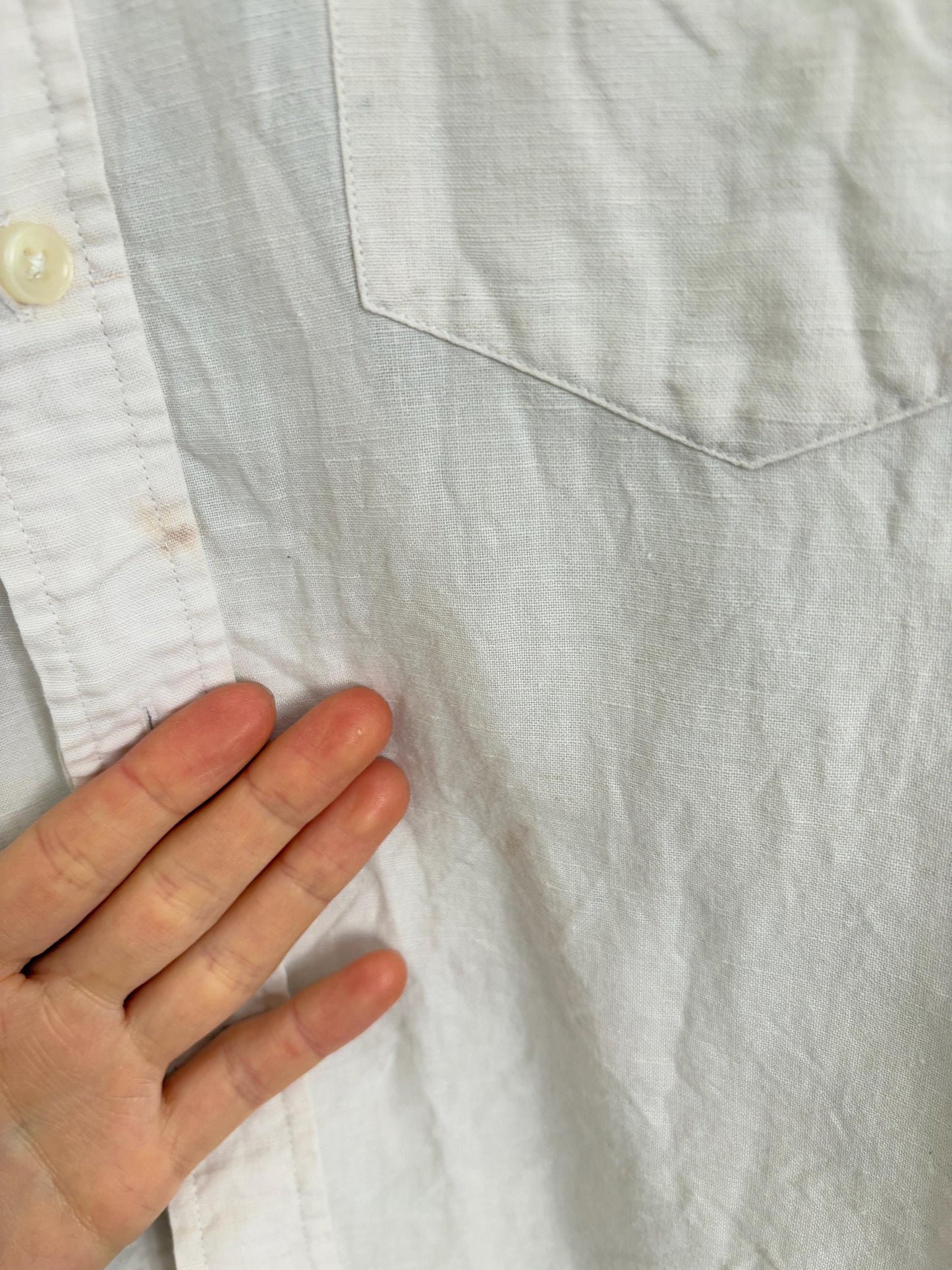 Vintage white smart men button up shirt, playful summer button down, Boxy fit Boyfriend blouse, knot tie shirt, Dark Academia shirt
