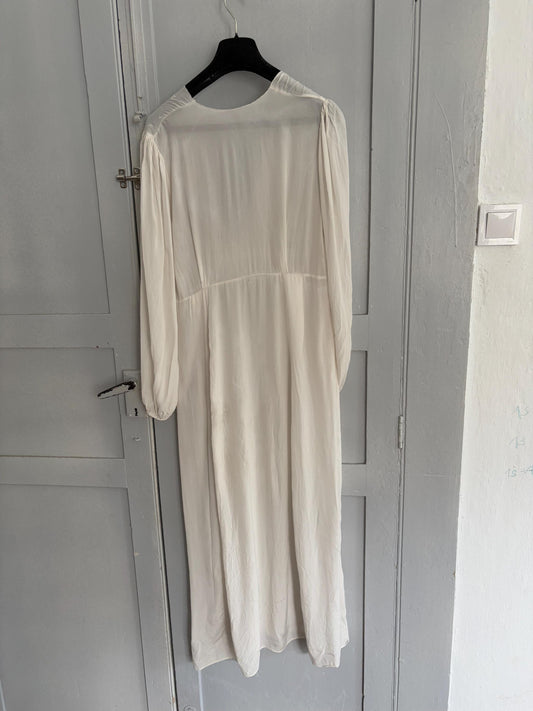 Authentic Vintage Ivory Nightgown – Long Silky feel Nightdress, Romantic Sleepwear, Boho Loungewear, Cottage core Prairie Dress