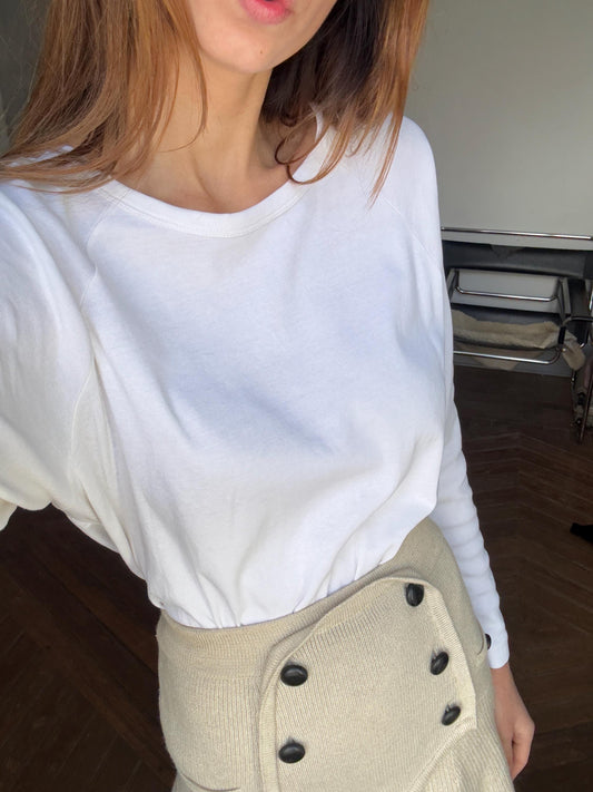 Vintage white See by Chloé long sleeve shirt, Luxury open crochet work secondhand branded woman fashion, Elegant white shirt