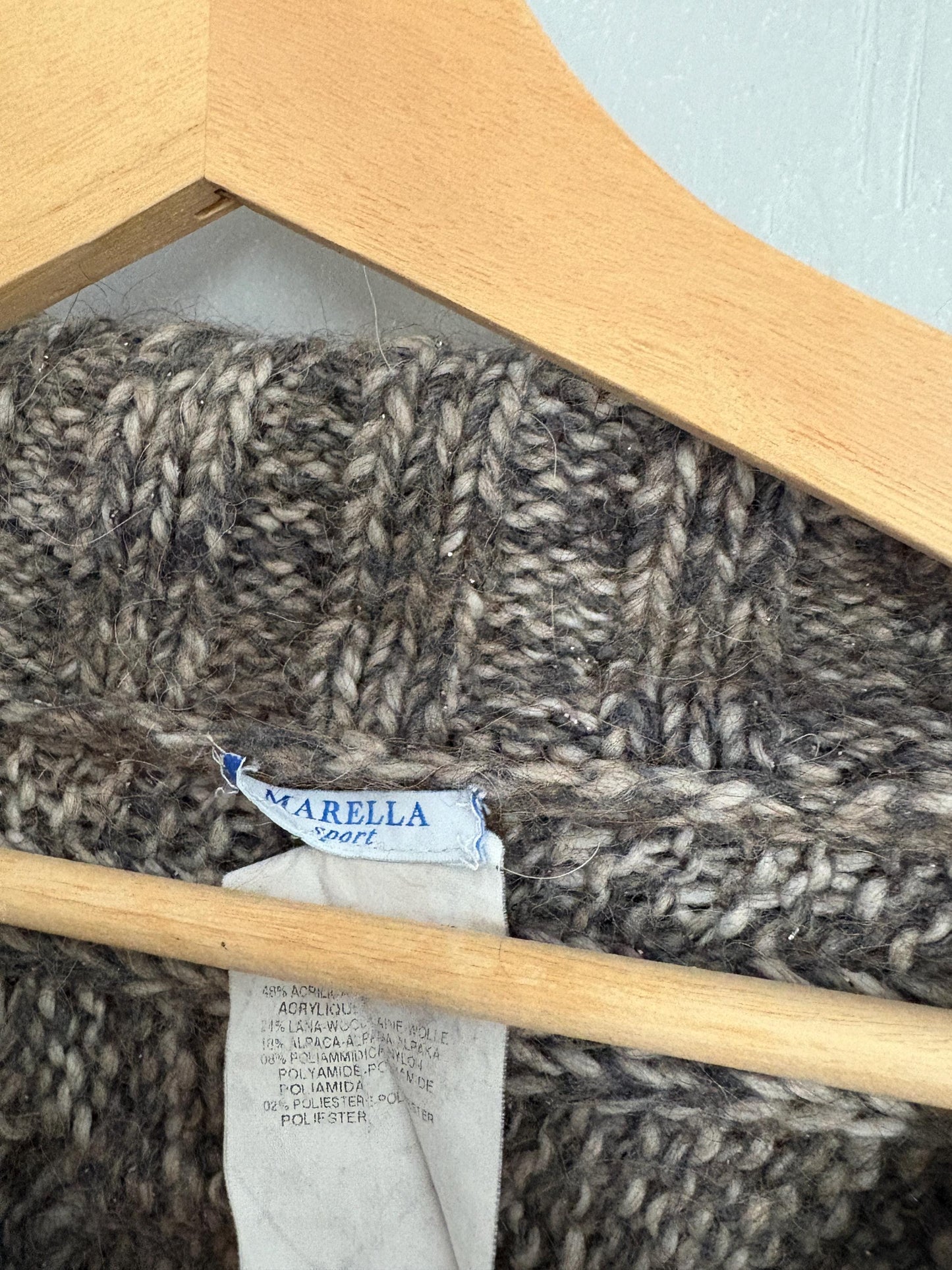 Vintage Marella Sport (Max Mara) grey knit vest, Iconic Designer cropped wool blend cardigan,