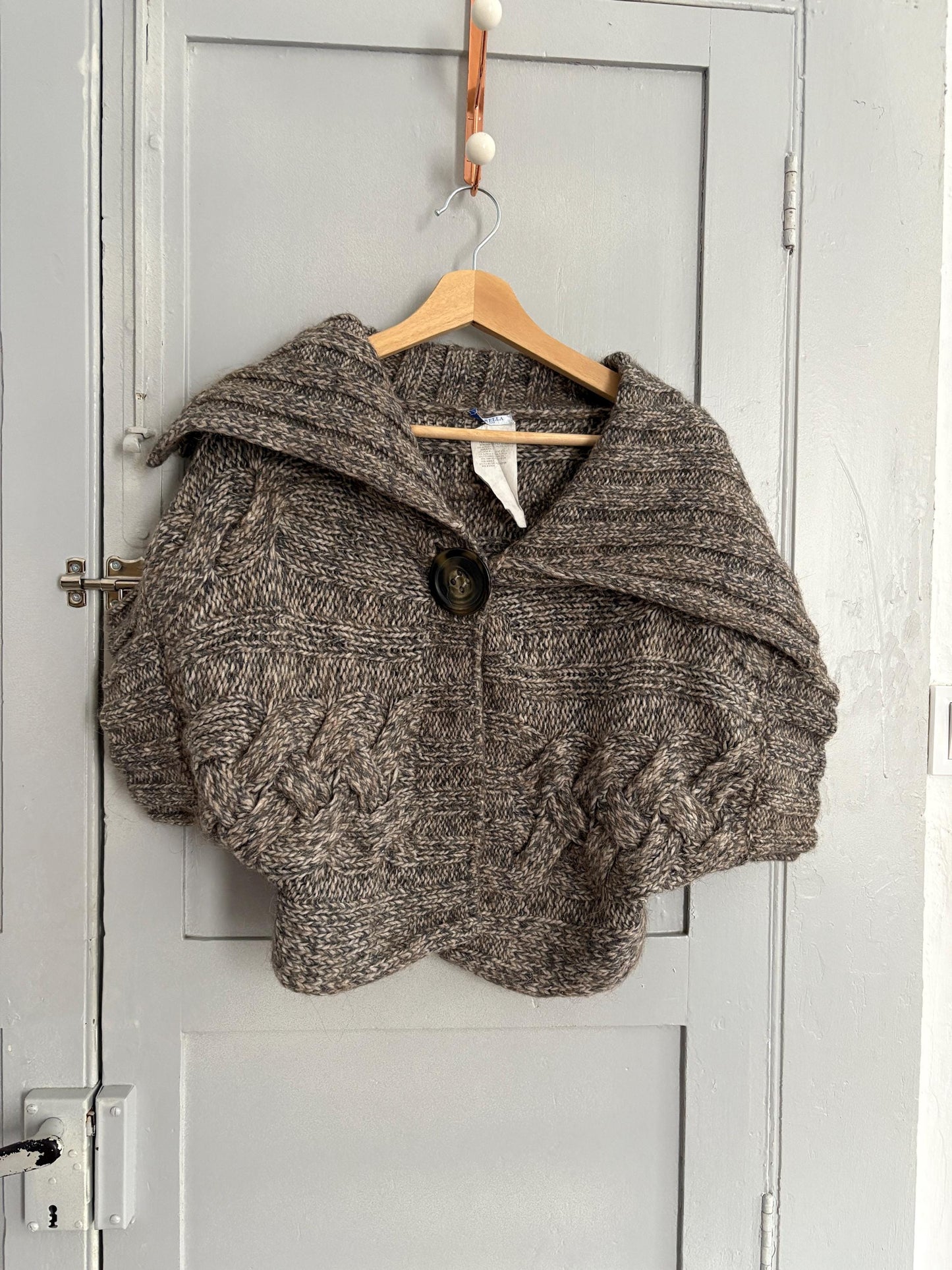 Vintage Marella Sport (Max Mara) grey knit vest, Iconic Designer cropped wool blend cardigan,