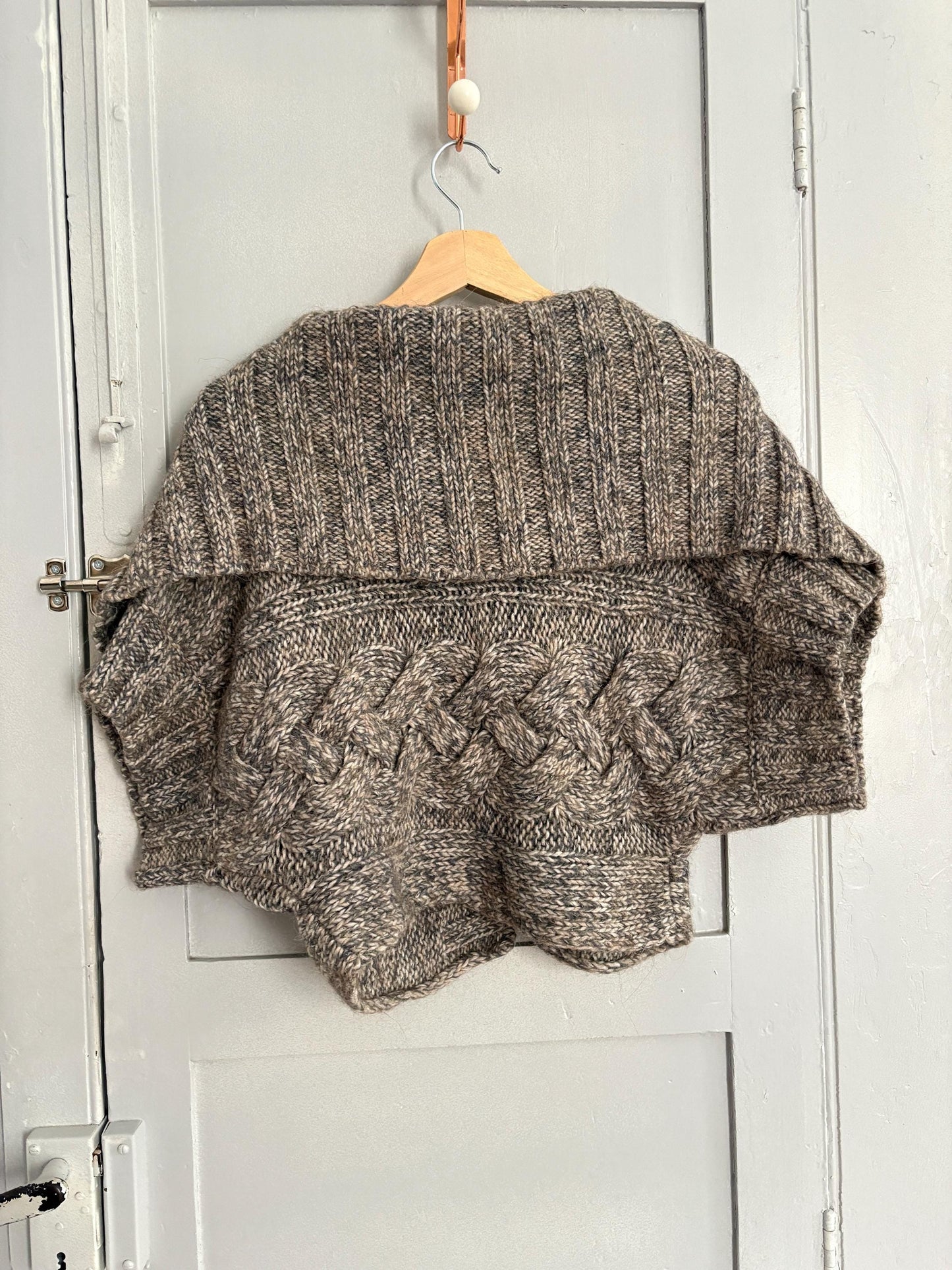 Vintage Marella Sport (Max Mara) grey knit vest, Iconic Designer cropped wool blend cardigan,