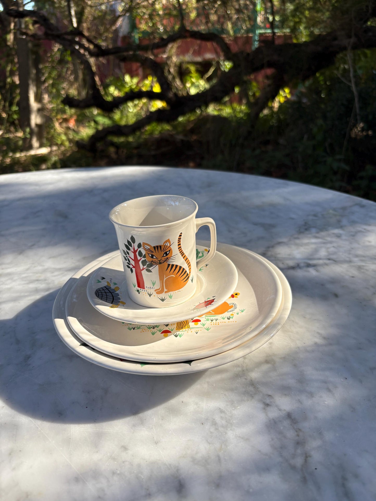 Vintage Villeroy & Boch Kids Breakfast Set - Plate, Cup and Saucer - Forest Animal Illustration - Collectible Tableware