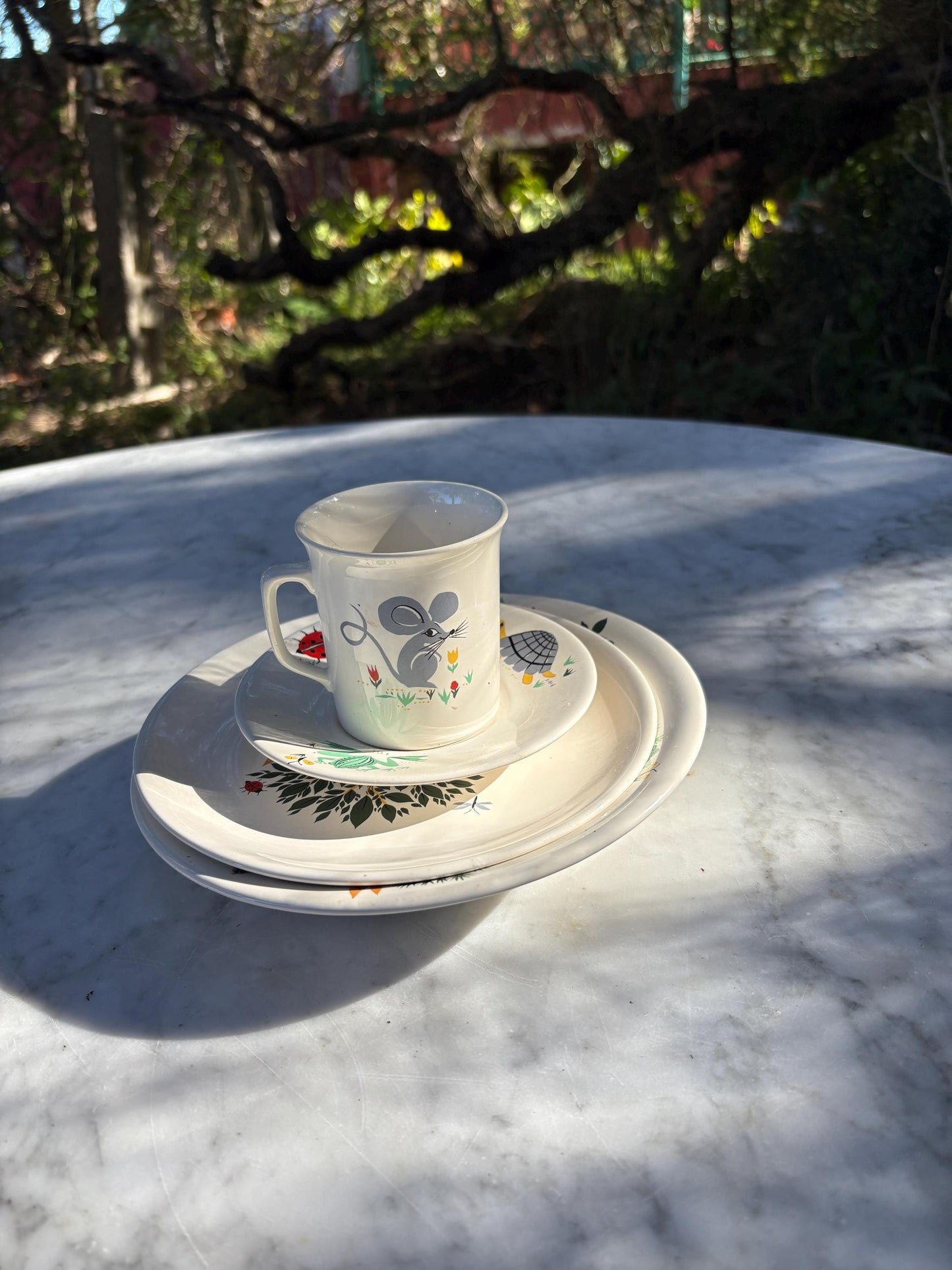 Vintage Villeroy & Boch Kids Breakfast Set - Plate, Cup and Saucer - Forest Animal Illustration - Collectible Tableware