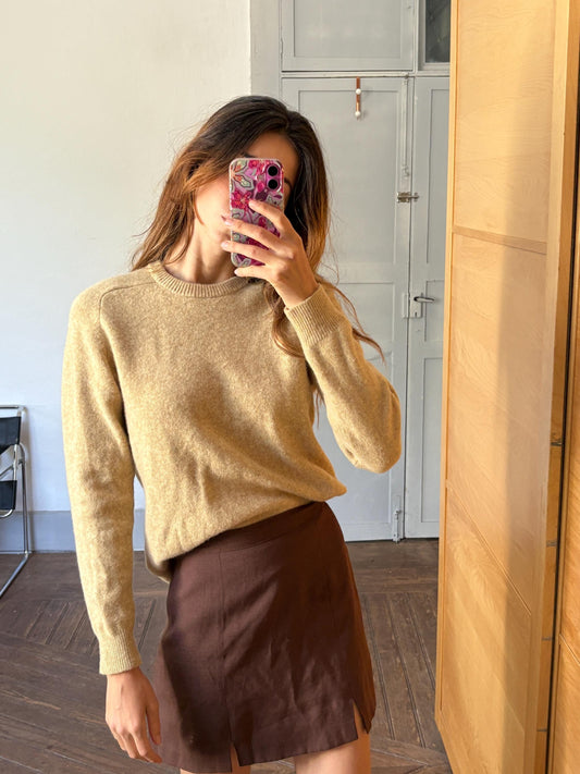 Vintage 100% Lambswool Jumper, Classic Crewneck Sweater, Light Academia Aesthetic, Minimalist Knitwear, Size M-L