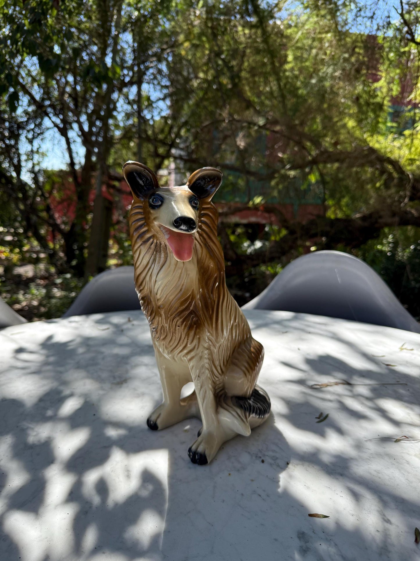 Vintage Ceramic Collie Dog Figurine – 32cm Tall