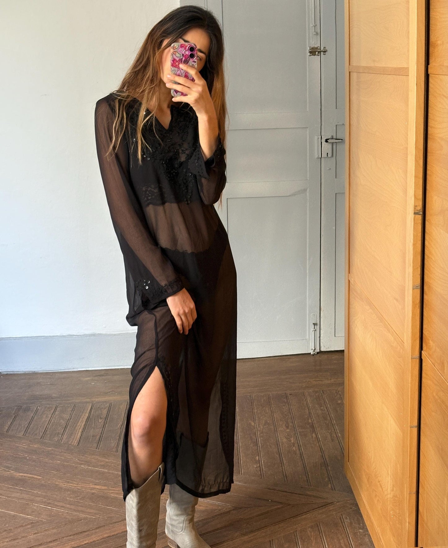 Sheer black summer dress, Sexy 80s party dress, Sequin long dress, Bikini dress, See through beach dress party disco dress,
