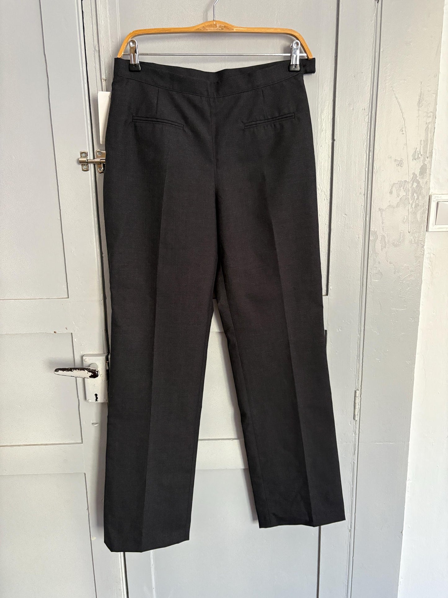 Vintage elegant Italian made wool black pants, Luxury formal pants, Italy designer trousers, Straight leg fit
