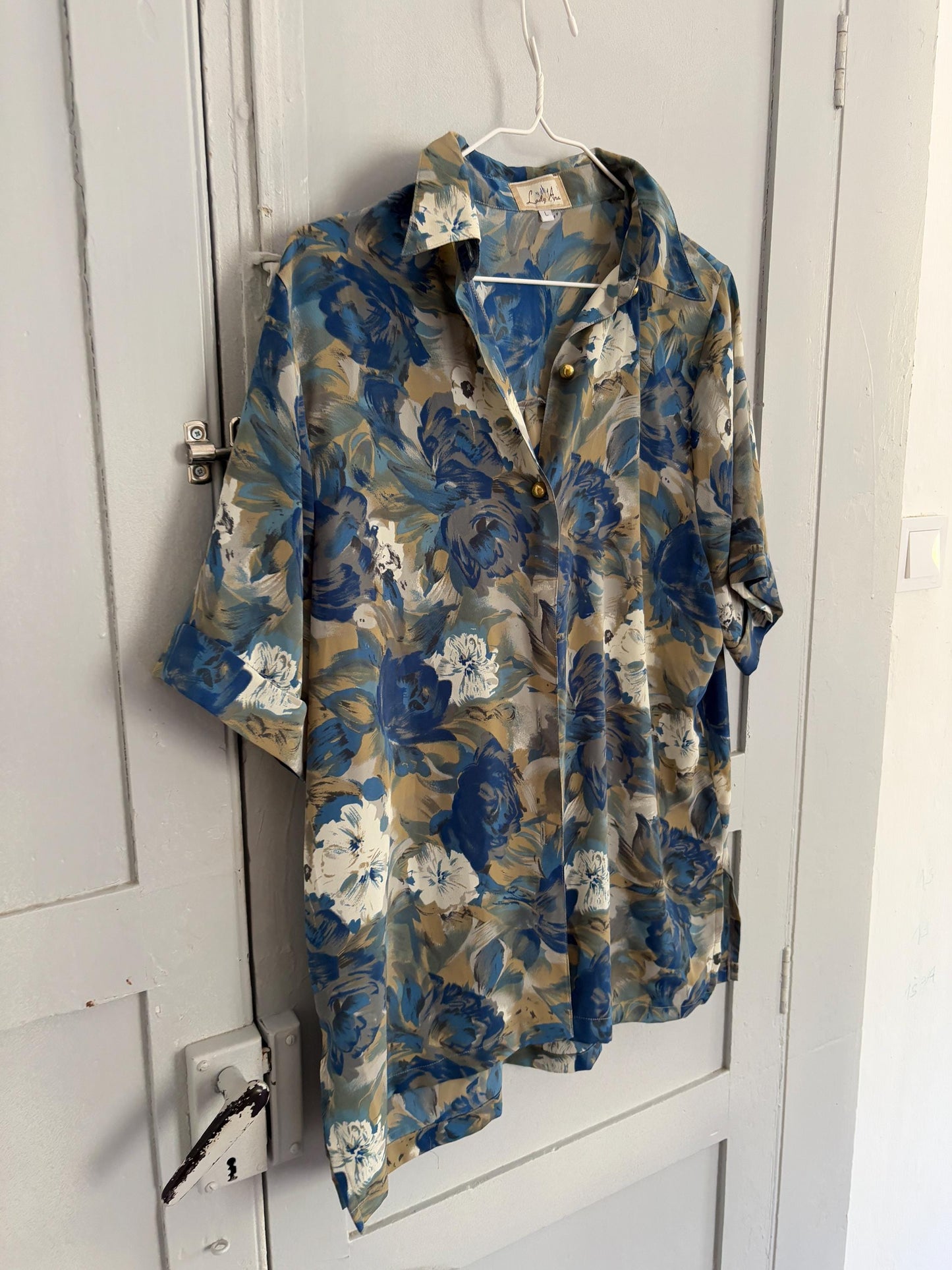 Vintage Floral Summer Blouse, Retro vintage woman clothing with flower print