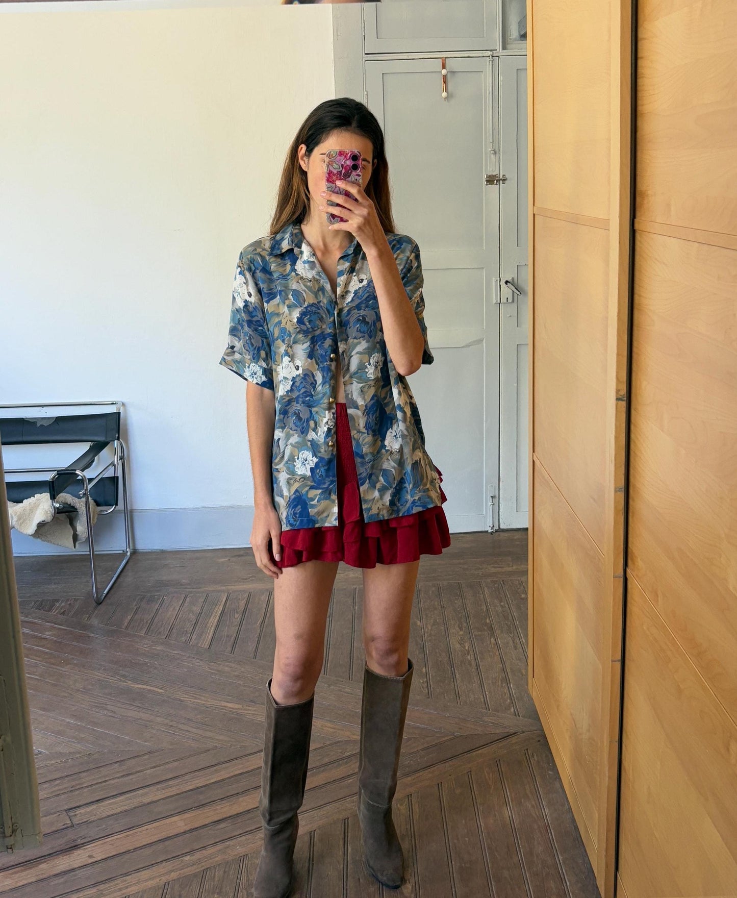 Vintage Floral Summer Blouse, Retro vintage woman clothing with flower print