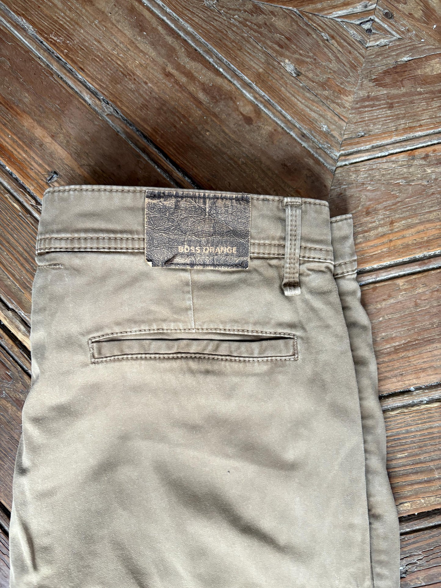 vintage Hugo Boss trousers brown cotton pants BOSS Orange straight leg smart casual tailored menswear EU 44 US 34