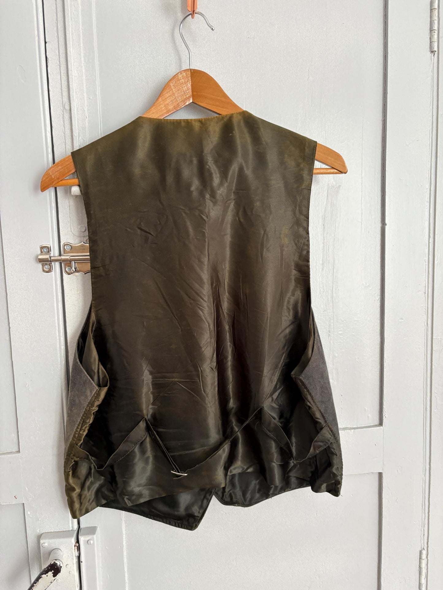 Vintage Genuine Leather Vest Made in England Suede Button-Up Gilet Unisex Western Boho Waistcoat Men's XL