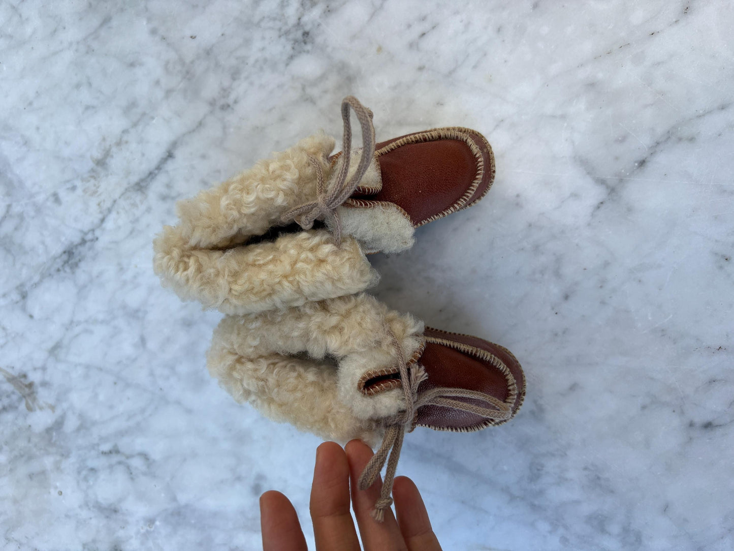 Baby Sheepskin Booties, Leather Wool Baby Shoes, Handmade Infant Winter Boots, Soft Sole Newborn Slippers, Warm Baby Moccasins
