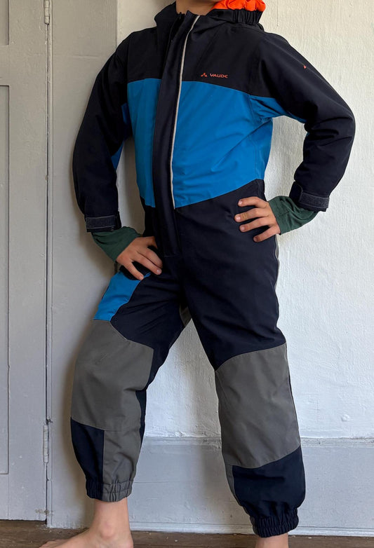 Vaude Kids Waterproof Snowsuit, Eco-Friendly Ski Suit, Blue Outdoor Winter Gear