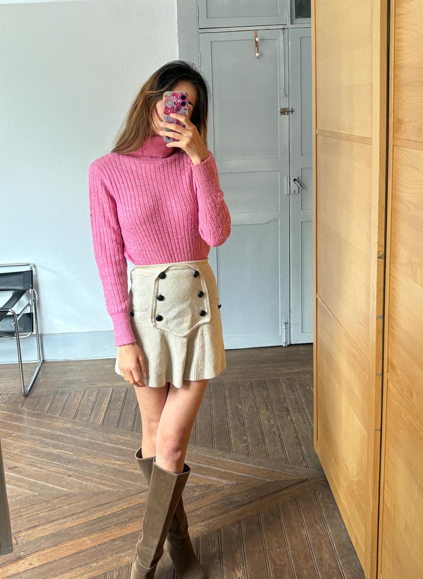Vintage Barbiecore Bright Pink Turtleneck Jumper – El Corte Inglés Knit Sweater, Size S