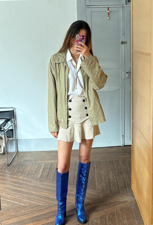 Vintage Coca-Cola Light Windbreaker, 90s Beige Zip-Up Jacket, Retro Lightweight Coat, Spain Exclusive, Size XL, Made in Spain