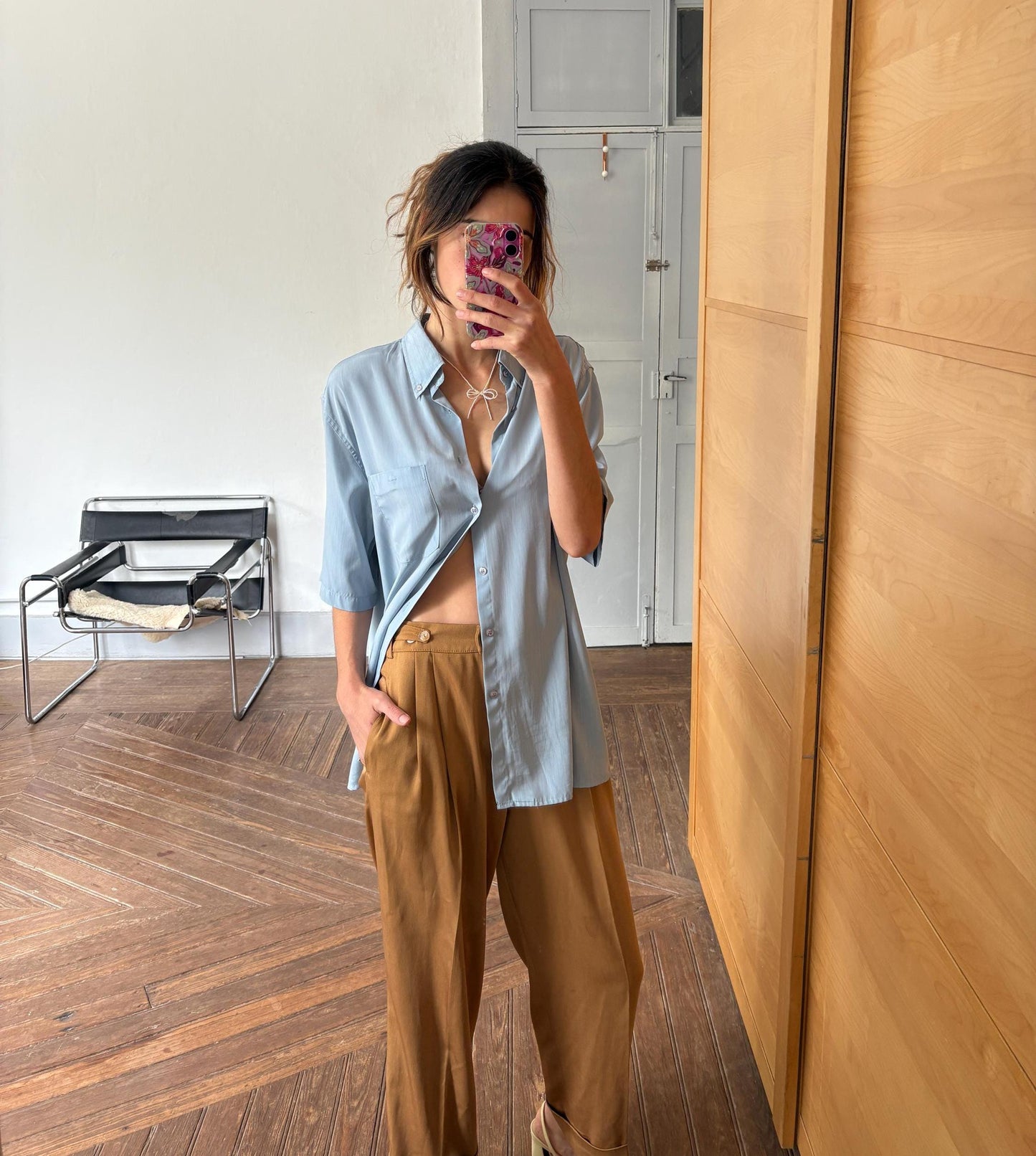 Vintage fantastic draping shirt loose fit casual stylish button down unisex menswear inspired minimalist airy top