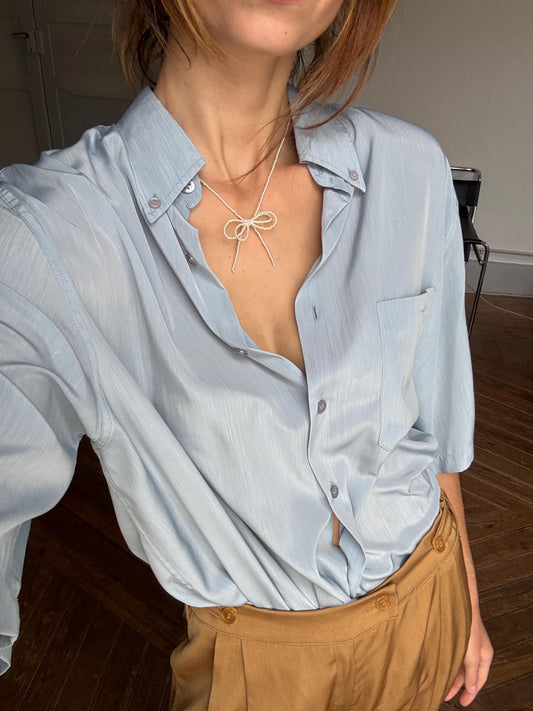 Vintage fantastic draping shirt loose fit casual stylish button down unisex menswear inspired minimalist airy top