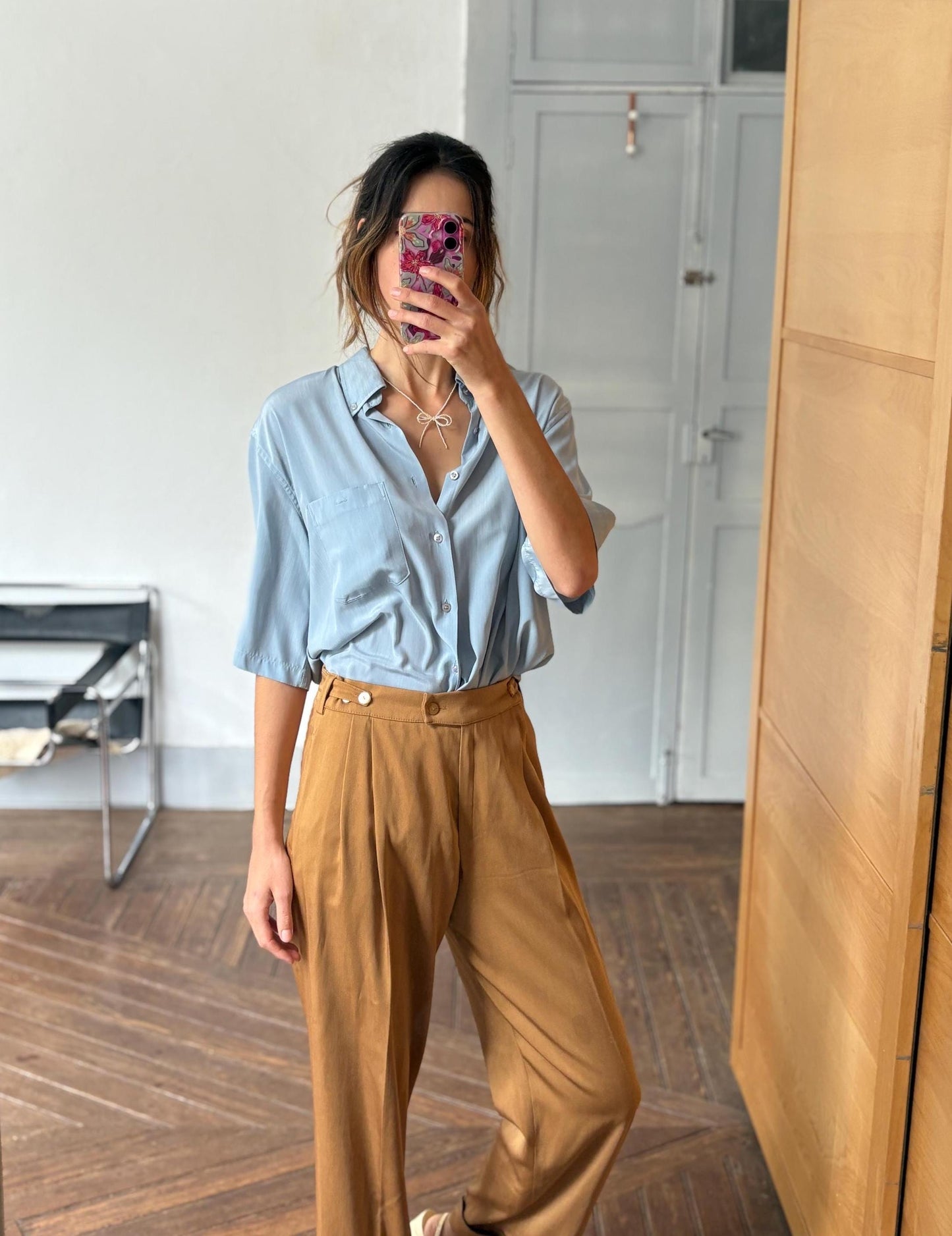 Vintage fantastic draping shirt loose fit casual stylish button down unisex menswear inspired minimalist airy top