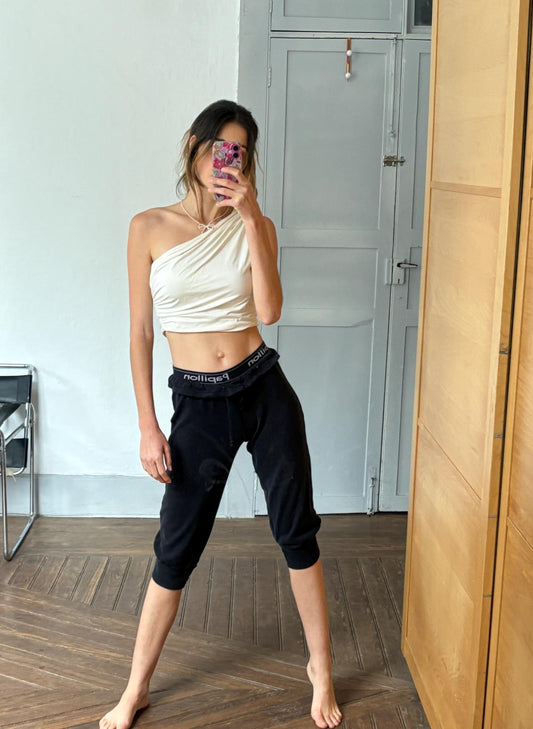 Vintage Papillon Black Dance Pants – Ballet-Inspired Comfort with Sporty Edge, S