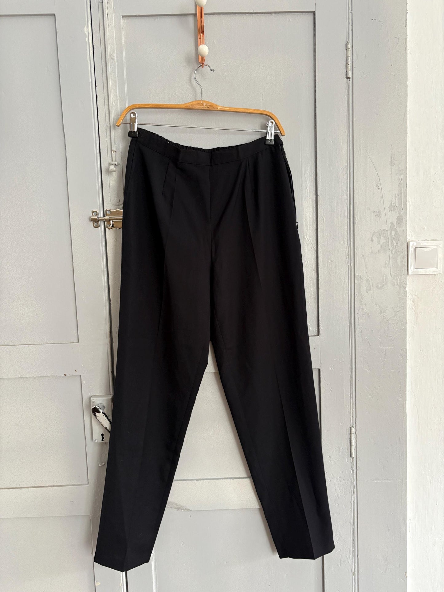 Black Wool Vintage Trousers by Lella Mode - Dark Academia