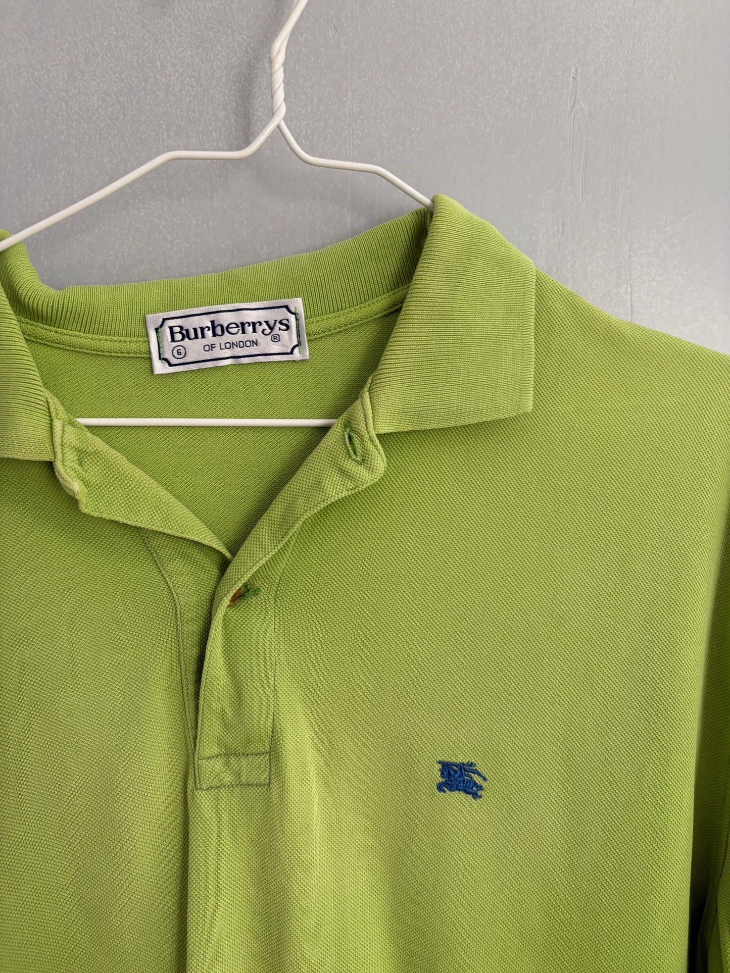 Vintage Burberrys of London Polo Shirt – Bright Green Classic - Vintage Designer shirt, 6, oversized fit, Size L - XL