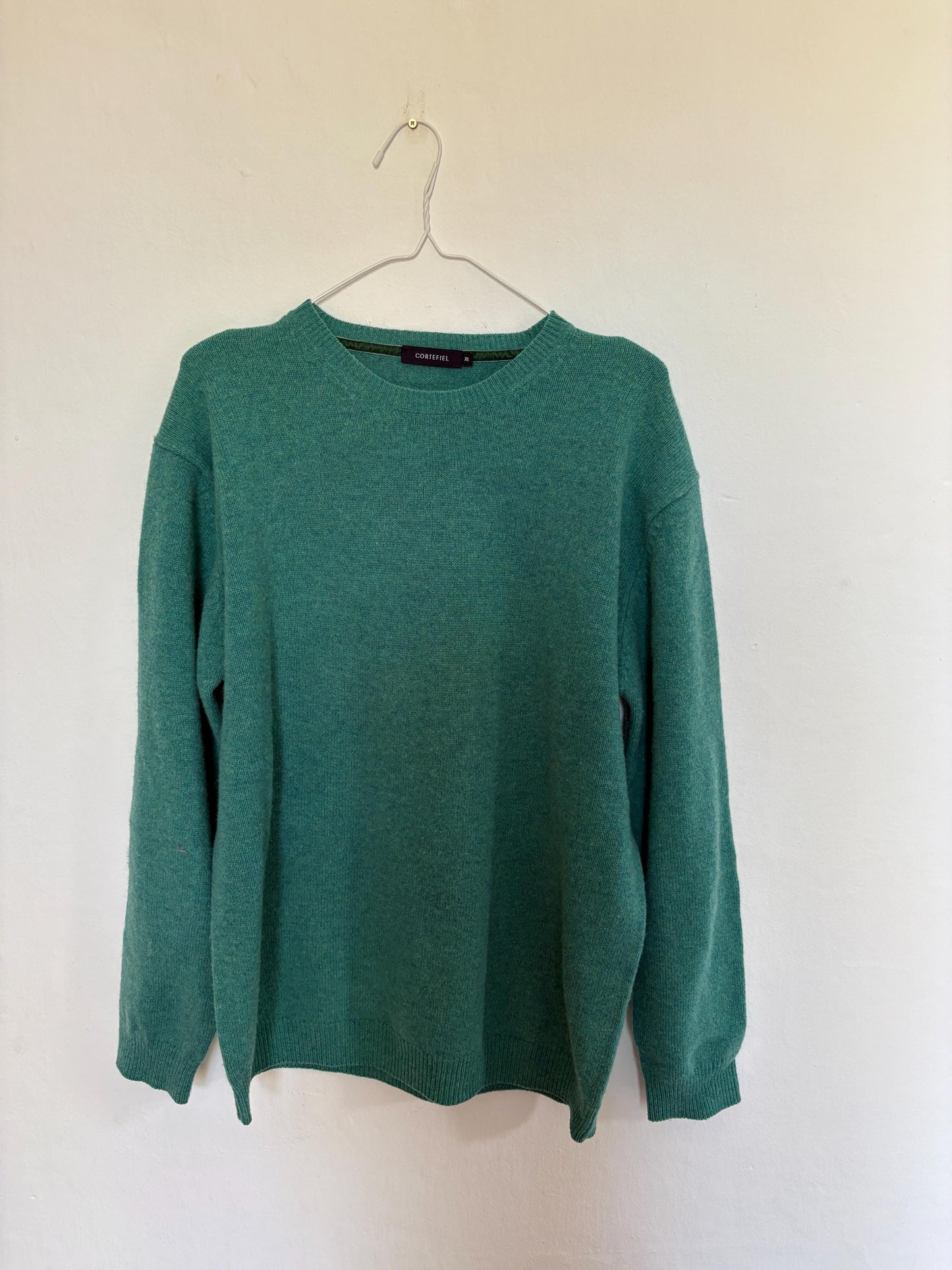 Vintage 100% Wool Jumper by Cortefiel Green XL Unisex Oversized Fit Sustainable Secondhand Knit