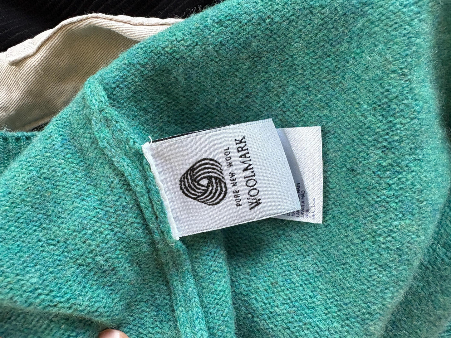 Vintage Green Wool Jumper, Unisex Oversized — additional view 10