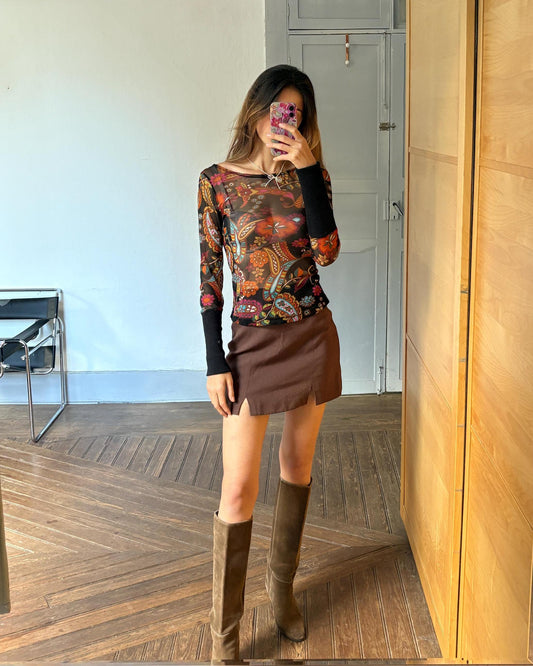 Floral Sheer Long Sleeve Top — detail