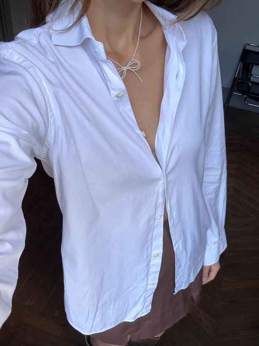 Vintage white Massimo Dutti shirt, EUR 39 US 15.5 – crisp cotton unisex blouse, oversized boyfriend fit, easy iron Italian fabric